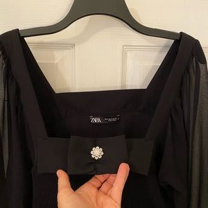 Zara Women’s Black Sheer Dressy Top Size M never worn